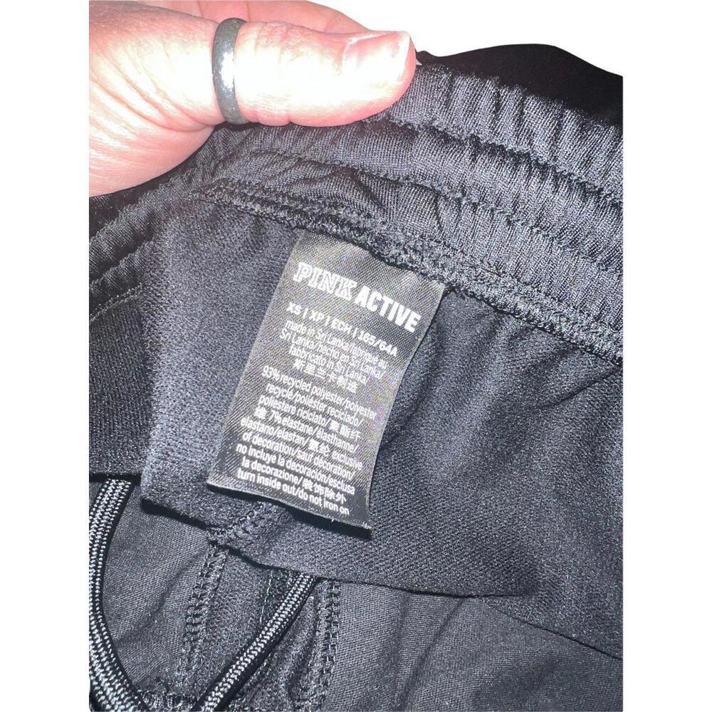 Pink Victoria's Secret Active Track Pants Black Logo Tape Zipper Cuffs Womens XS - Picture 4 of 5